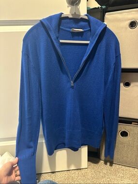 Everlane Women's V-Neck Half-Zip Sweater - Royal Blue